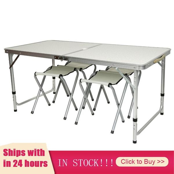 

camp furniture 4 person folding table chair camping picnic aluminum alloy bbq waterproof durable garden desk
