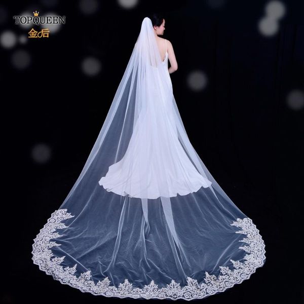 

bridal veils ueen v70 embroidered veil 3yards cathedral wedding long bride with comb accessories, Black