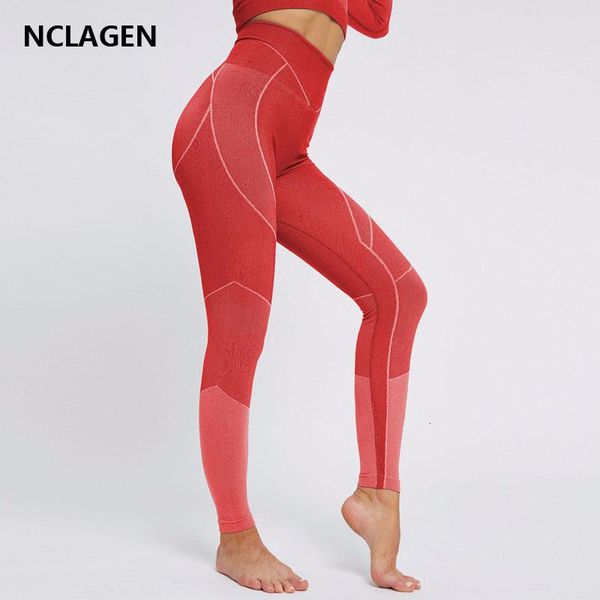 

yoga outfits nclagen women pant gym sport seamless bulifting squat proof bodybuilding tummy control tights fitness running leggings, White;red
