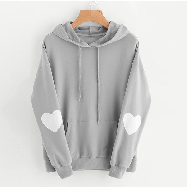 

women's hoodies & sweatshirts womens heart hoodie sweatshirt long sleeve autumn winter harajuku hooded drawstring pullover japanese st, Black