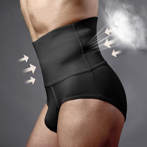 

men's body shapers high waisted firm compression shaper panty burning fat tummy trimmer panties slimming briefs inner latex bulifter me, Black;brown