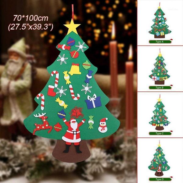 

christmas decorations diy felt tree decor santa claus kids toys for home 2021 xmas hanging ornaments year gifts1