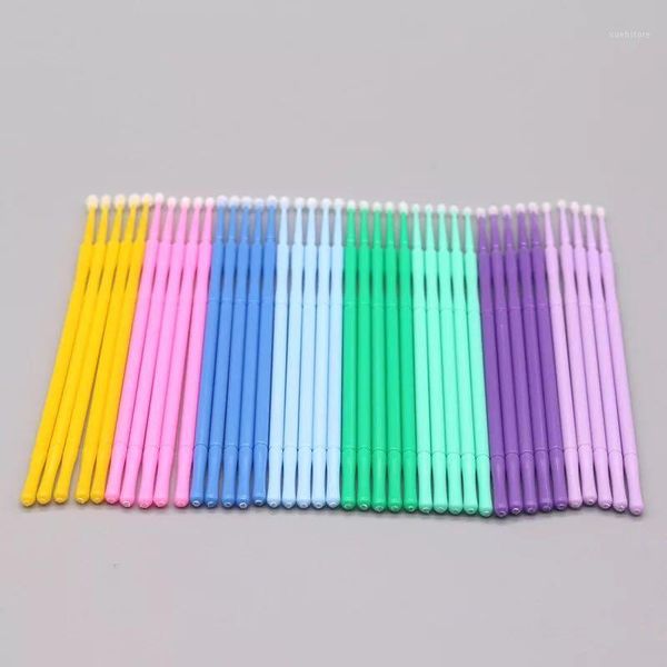

glesum 100pcs colorful cotton swabs eyelash brushes cleaning swab natural eyelashes remover tattoo microbrush kit 1