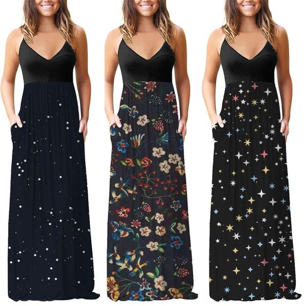 

casual dresses women dress sequin for 2021 fashion v-neck sleeveless strap open back print summer harajuku, Black;gray