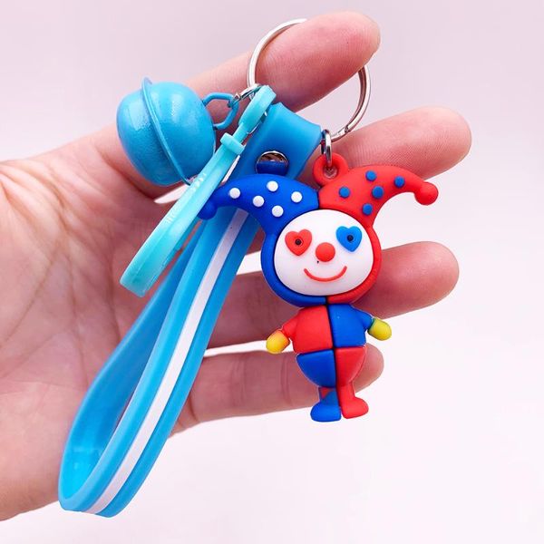 

keychains creative cute clown keychain novelty 3d silicone soft toy pendant key chain ring for boyfriend men holder trinket gift, Silver
