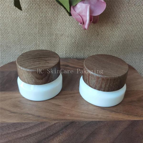 

storage bottles & jars skin care packing 15g 50g white porcelain glass jar with dark wood lid cosmetic containers cream bulk