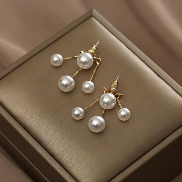 

dangle & chandelier trendy pearl tassel earrings for women designer creativity temperament jewelry s925 needle gift party, Silver