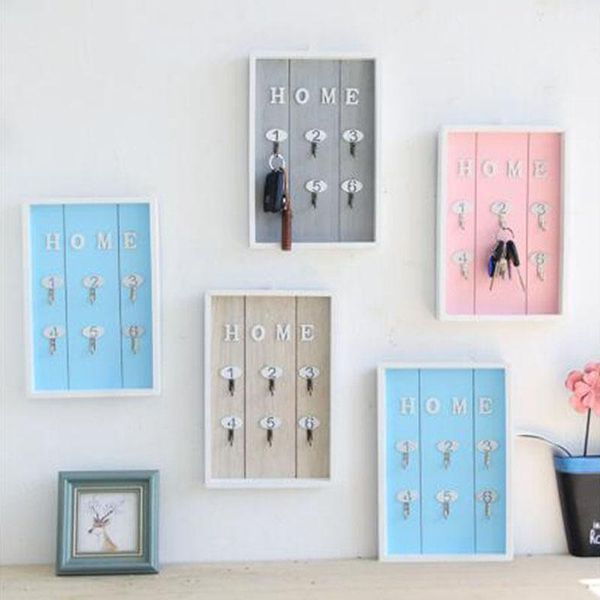 

wall mounted key holder wooden organizer hanger with 6 hook decorative minimalist hooks & rails
