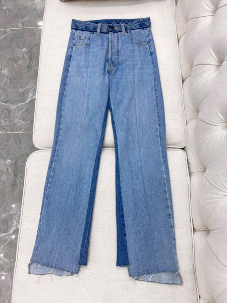 

ladies 2021 loose contrast straight jeans 1103 women's, Blue
