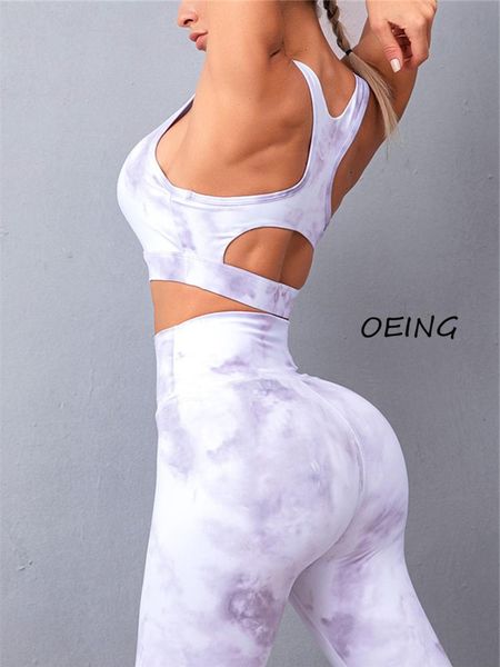 

yoga outfit entgoing women set workout gym bras print fitness high waist leggings sport clothing suits