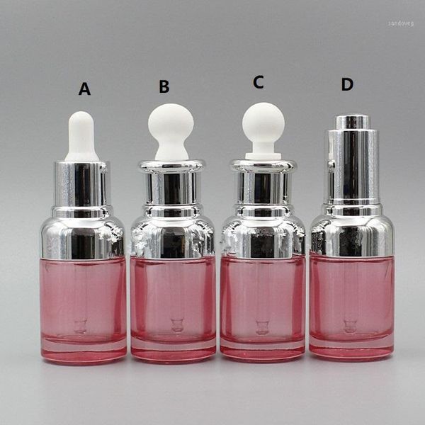 

storage bottles & jars 30ml 12pcs pink color glass essential oil bottle white rubber pipette cosmetic dropping container high quality