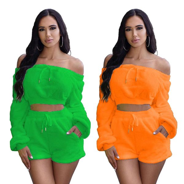 

2021 new women's european slim plush long sleeve suit, White