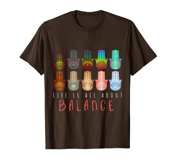 

life is all about balance t shirt (yoga hamsa hands buddha), White;black