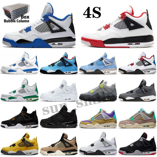 

with box 4 og 4s university blue mens basketball shoes desert moss taupe haze white oreo sail paris guava noir black cat men women sneakers