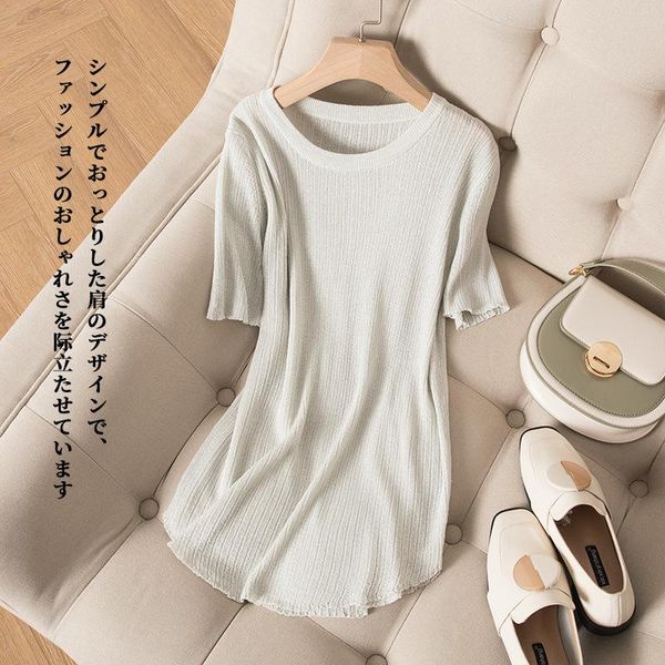 

bright yarn short-sleeved knitted sweater women's sweaters, White;black