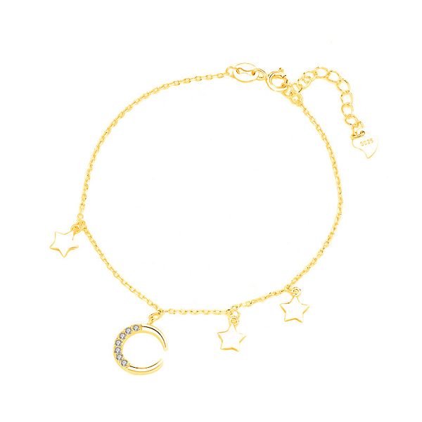 

versatile korean version simple personality unique design pure silver moon star bracelet temperament silver, Golden;silver