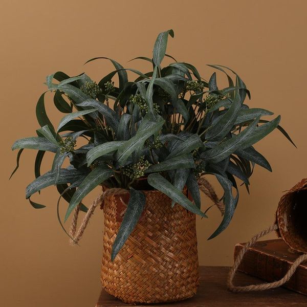 

decorative flowers & wreaths plastic eucalyptus leaf with fruit bouquet diy home living room flower arrangement artificial green plants gard