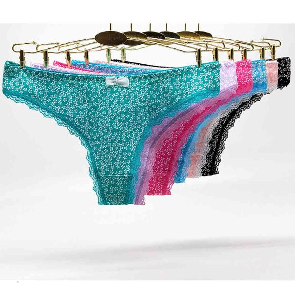 

underwear small floral t-cotton lace printed t-pants, Black;pink