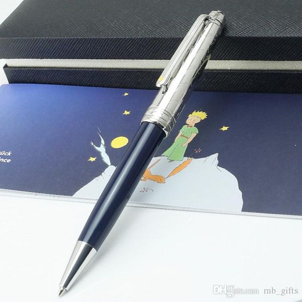 Лучшее качество Blank Le Petit Prince Шариковая ручка-роллер Серебряный металлический колпачок с темно-синей ручкой из драгоценной смолы