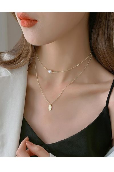 

chains trendy multi layered pearl necklace for women fashion beads gold choker necklaces 2021 jewelry gift, Silver