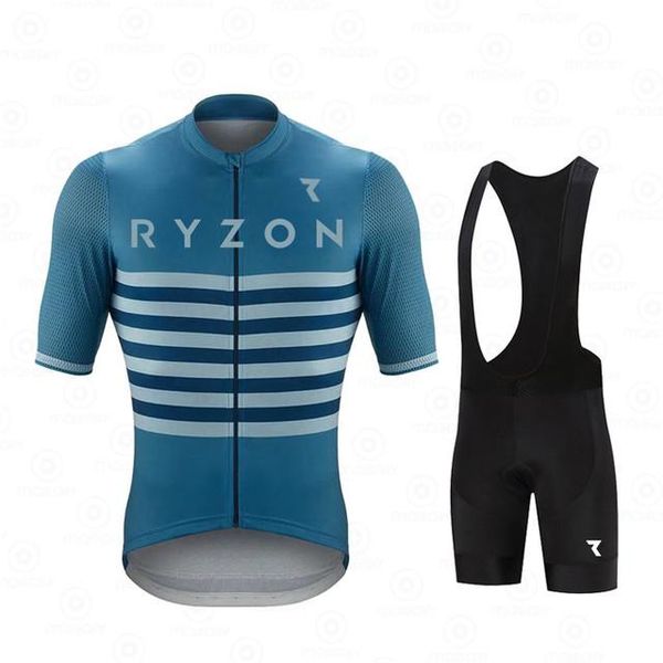 

racing sets 2021 ryzon men jersey kit bicycle clothing cycling mountain bike riding shirt breathable gobikeful, Black;blue