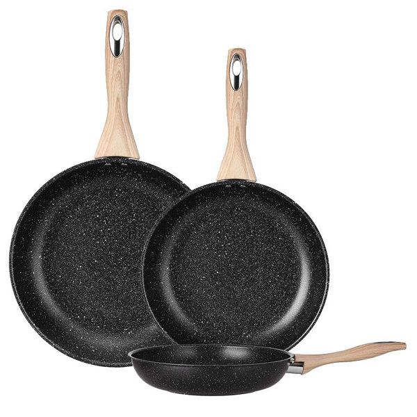 

pans pan set, frying pan, 3 piece non-stick aluminium skillet, induction suitable, 20cm, 26cm, 28cm [energy class a+++]