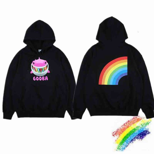 

hoodies cartoon shark print hoodie men women rainbow hoody autumn winter streetwear pullover, Black