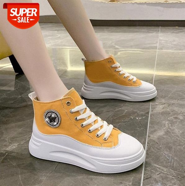 

sponge cake platform lace-up canvas shoes korean style high-#aa22, Black