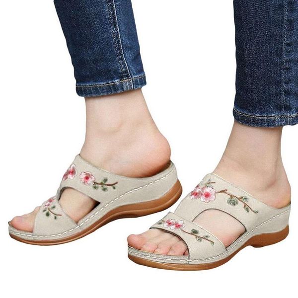 

slippers 2021sandals for women ladies summer hollow flower car-line shoes beach sandals flat heels, Black