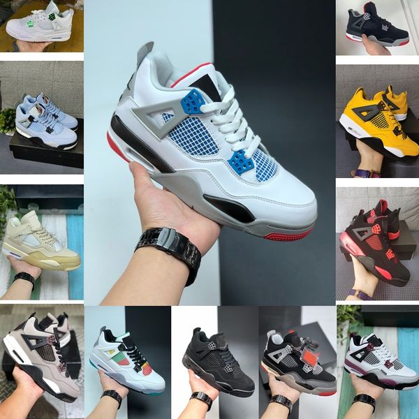 

black cat 4 4s jumpman basketball shoes bred neon wings encore cactus jack white cement mens stylist sneakers trainers us 5.5-13 with socks