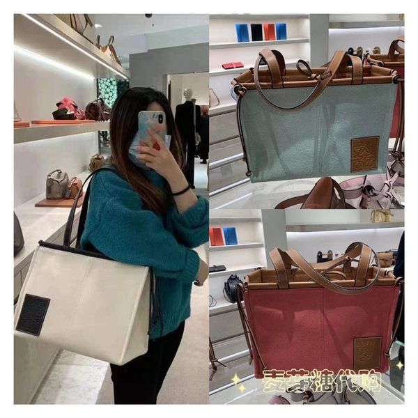 

new tote canvas leather shopping small one shoulder portable beach bag