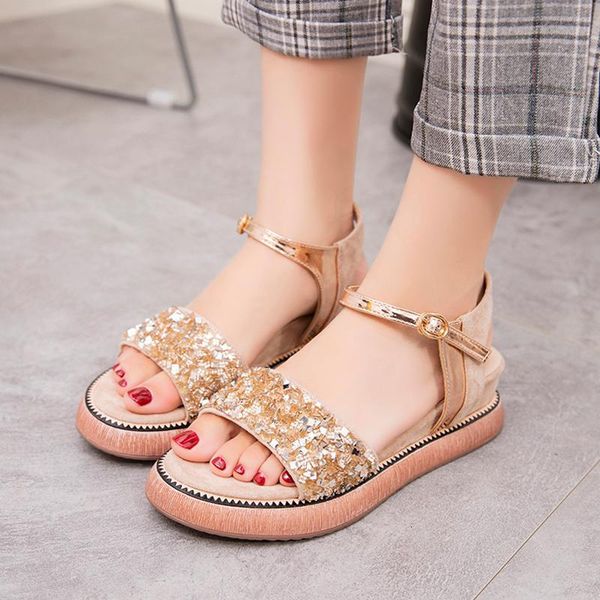 

sandals wedges female summer wild mesh red shoes thick bottom roman vjsh, Black