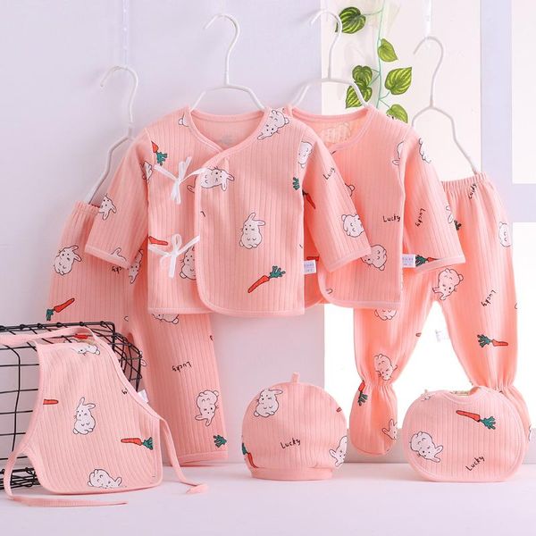 

clothing sets 7pcs born baby set cotton for four seasons outfit print cartoon boy infant girl clothes 0-3m, White