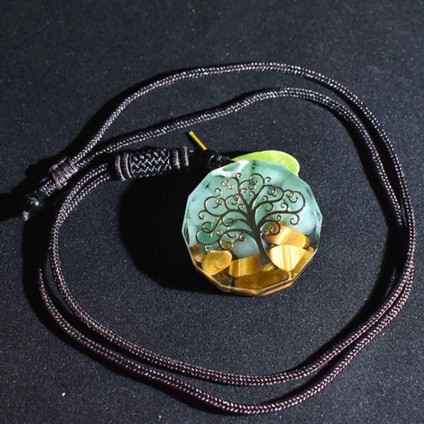 Collane con ciondolo Fatto a mano Orgone Occhio di tigre Avventurina Protezione appesa Collana di orgonite Cristallo energetico Pietra naturale Donna