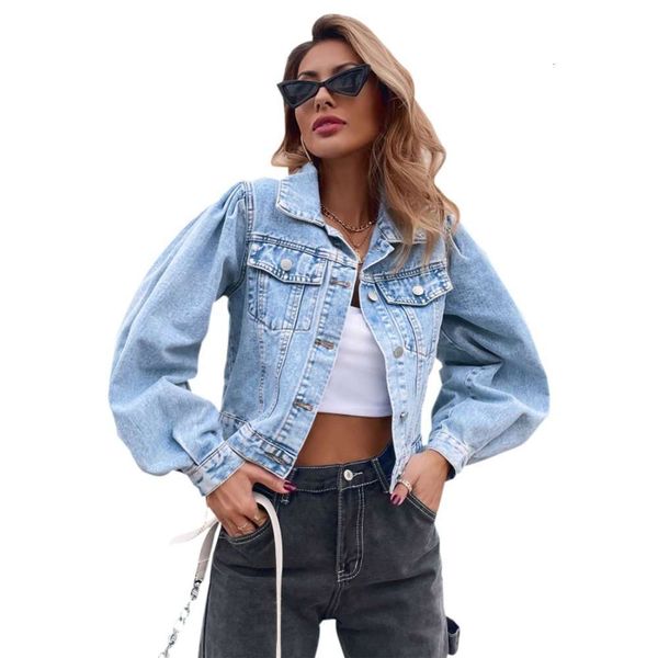 

loose denim coat women's style lapel solid, Black;brown