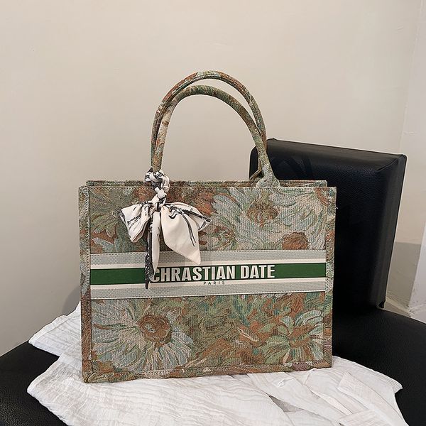 

star same bag shopping embroidered canvas tote portable large capacity women's handbags