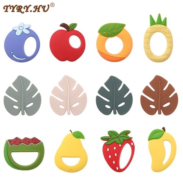 

tyry.hu 5/10pcs cartoon fruit silicone teether bpa baby chewing teeth nursing gift for infant leaf 211106