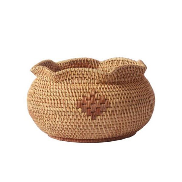 

storage baskets rattan basket hand-woven woven round primary color chinese jewelry tea set box