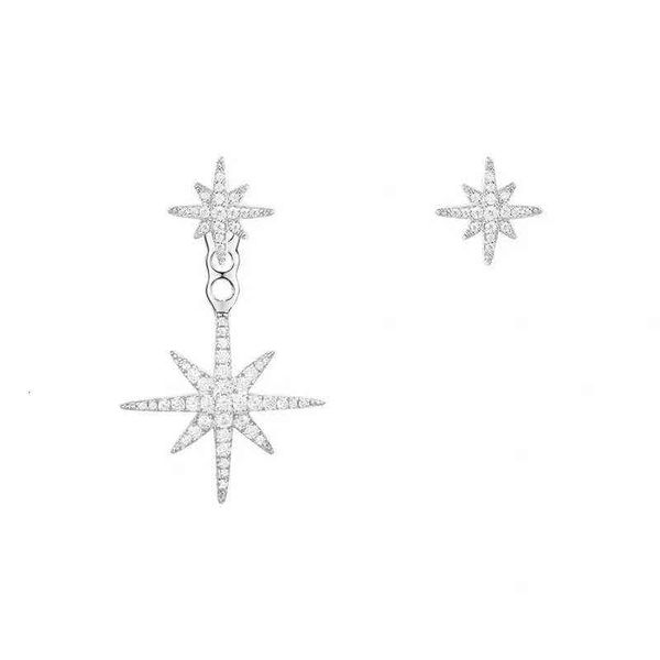 

family a sterling sier six pointed star earrings female s925 asymmetric meteor long star sterling sier, Silver