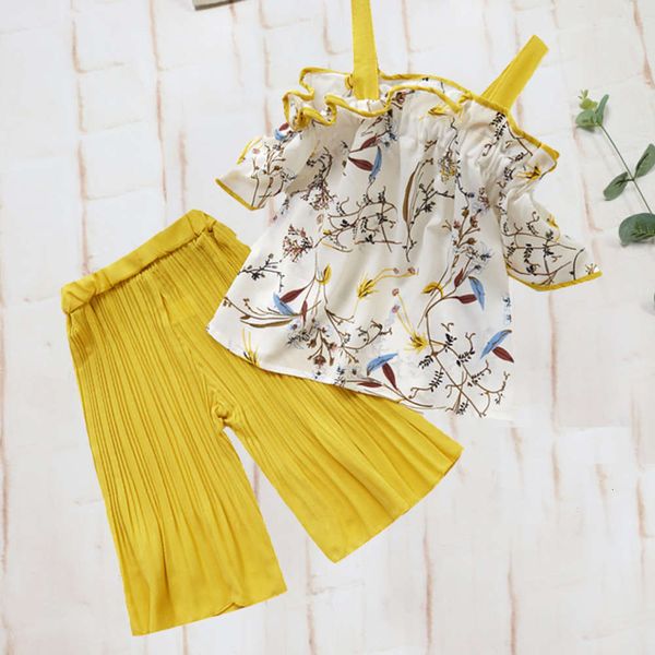 

girls' summer girl's suit big children's short sleeve suspender top, White