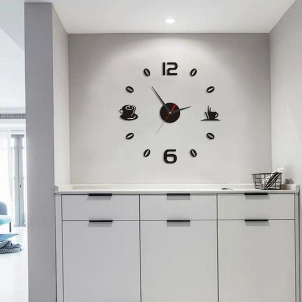 

wall clocks creative diy handmade digital hanging and coffee pattern mute bedroom background door novelty decoration durable