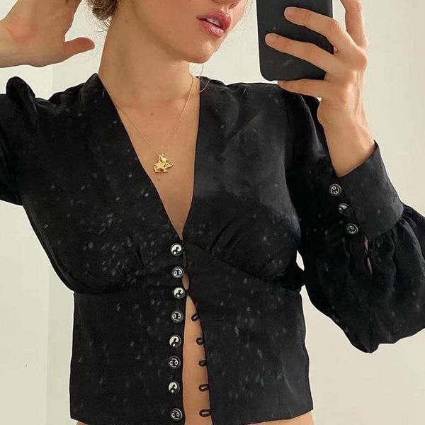 

100% silk 2021 spring and autumn retro elegant v-neck lantern sleeve waist fashion all-match shirt women women's blouses & shirts, White