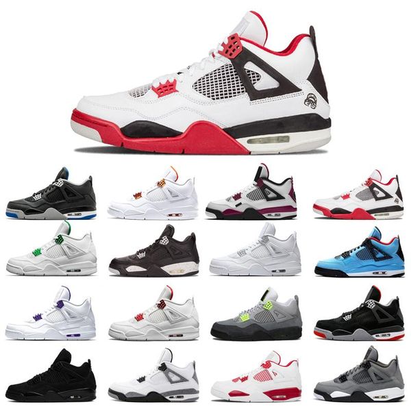 

man basketball shoes 4 high cut black cat court purple university red bred alternate motorsport orange metallic white cement cool hop999