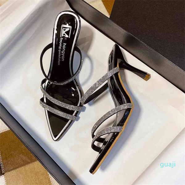 

thin heel women slippers high heel pumps summer beach ladies slides flip flops female shoes slippers, Black