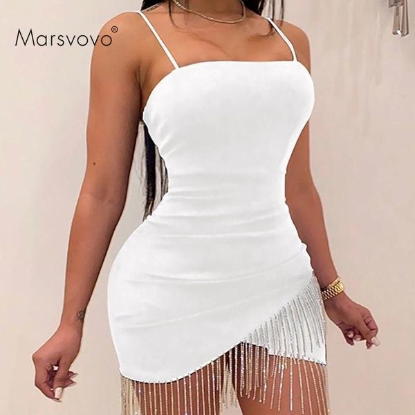 

casual dresses tassel prom elegant vestidos white dress sling backless short robe bodycon chain korean fashion 2021, Black;gray