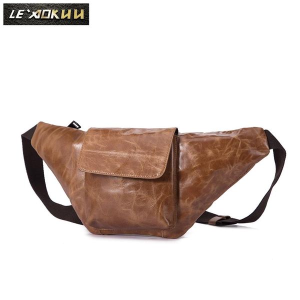

quality leather men casual fashion travel fanny waist belt bag chest pack sling design phone cigarette case male 2022 bags