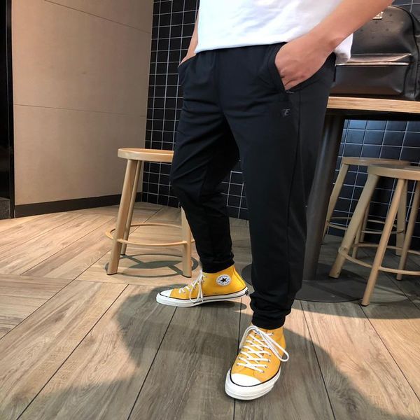 

hook family summer men's casual pants youth thin vent fashion sports, Black