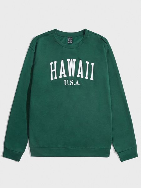 

men letter graphic crew neck sweatshirt t8eg#, Black