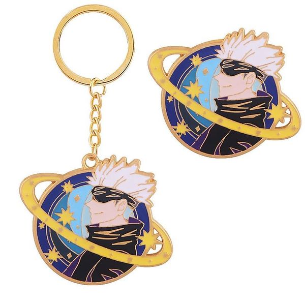 

keychains keychain man jujutsu kaisen key chain women gojo satoru pendant holder couples keyring metal ring zinc alloy porte clef, Silver