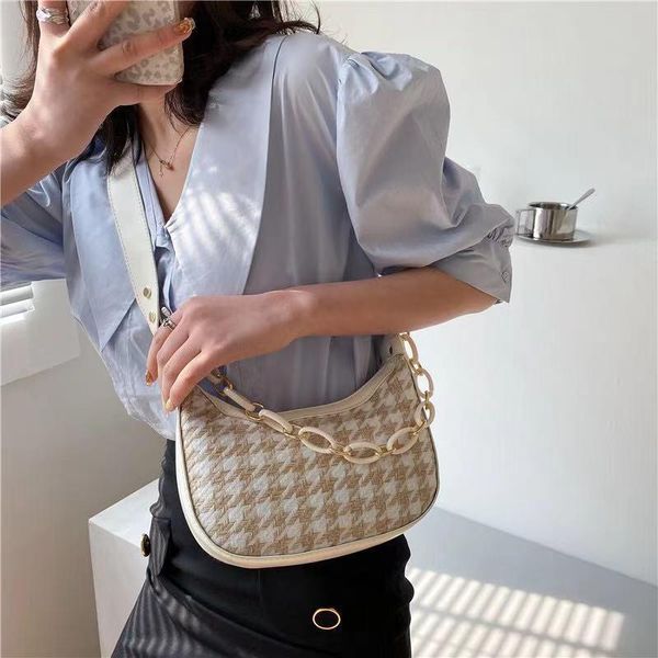

cross body fashion ladies underarm bag korean chain shoulder houndstooth women's casual crossbody